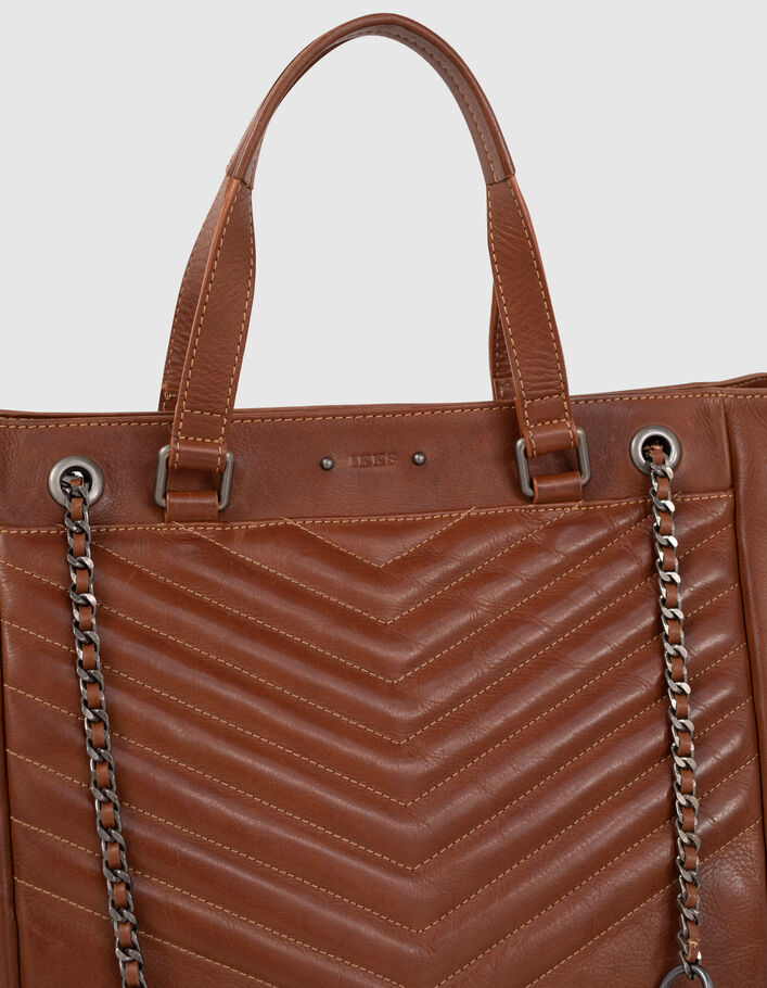 Women’s quilted chevron HAZELNUT 1440 tote bag - IKKS