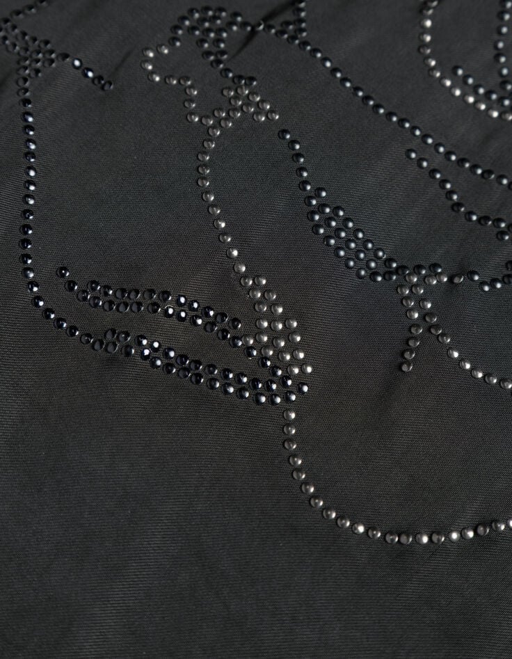 Camisa corta negra maxi rosa strass espalda mujer-6 Camisa corta negra maxi rosa strass espalda mujer-6