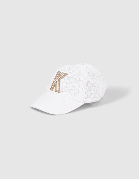 Girls’ ecru embroidered lace cap