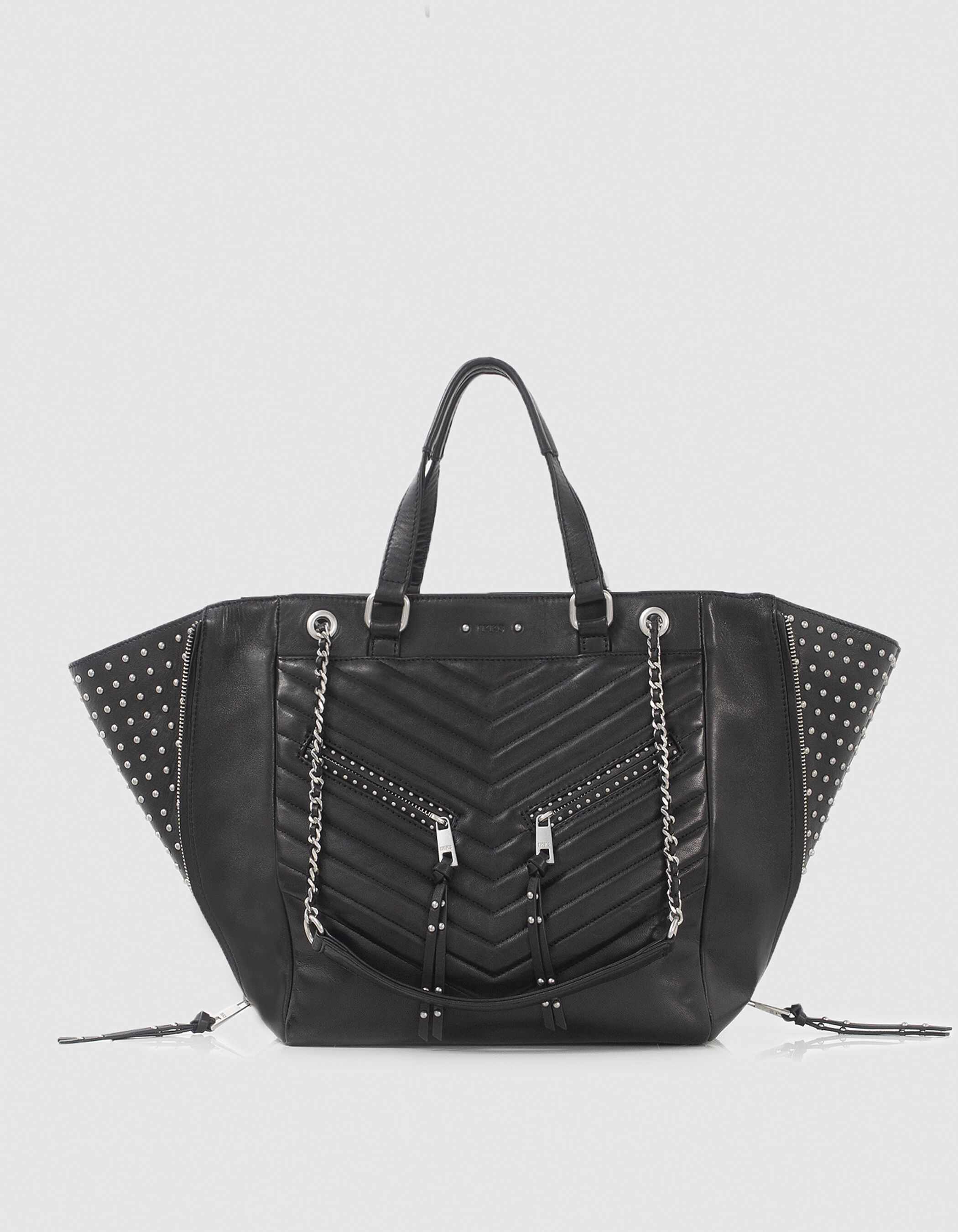 Women s black leather studded LE 1440 Rock tote bag