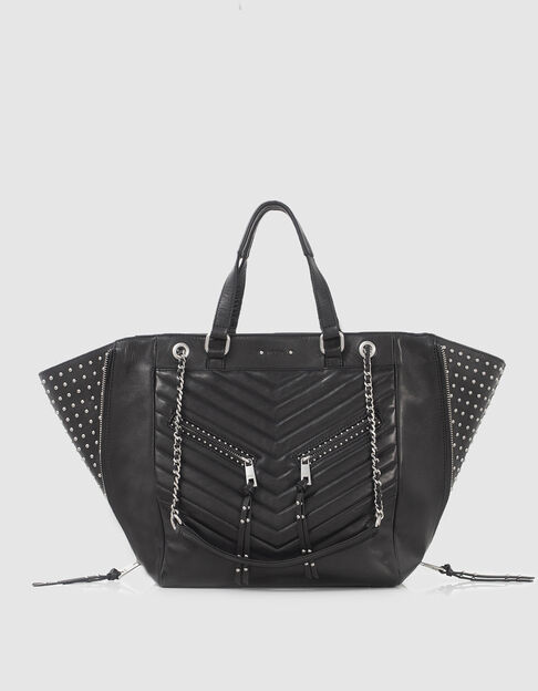 Women’s black leather studded LE 1440 Rock tote bag