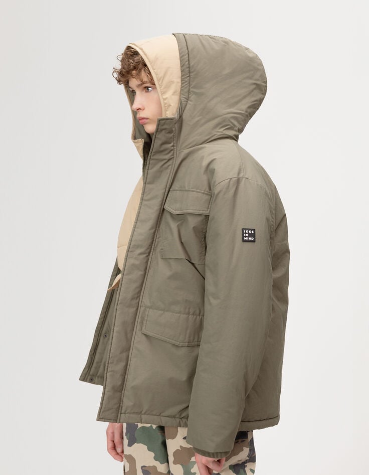 Parka 3-en-1 kaki doudoune réversible garçon-2 Parka 3-en-1 kaki doudoune réversible garçon-2