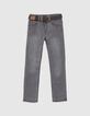 Boys’ grey SLIM jeans with woven belt-4