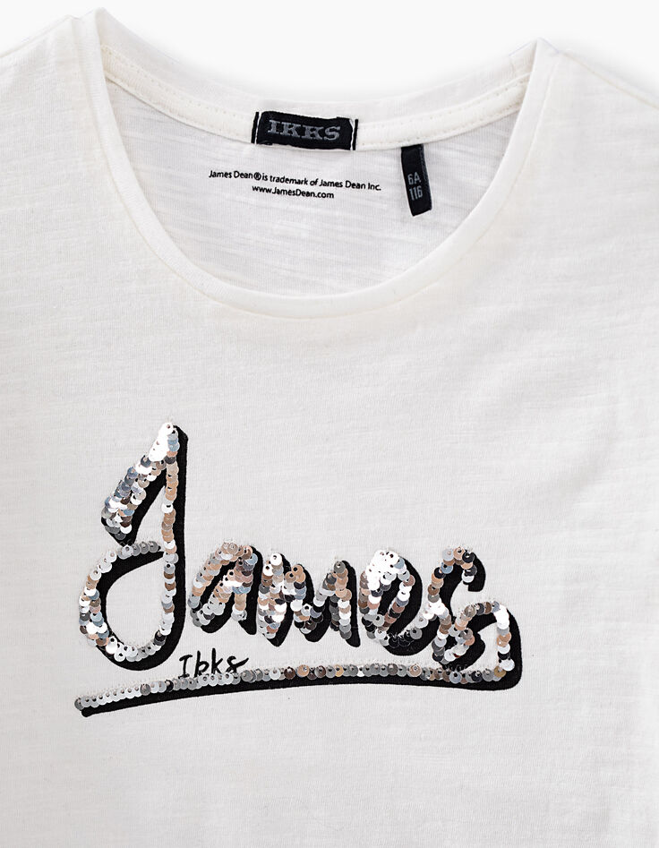 Tee-shirt blanc cassé avec sequins réversibles fille-2