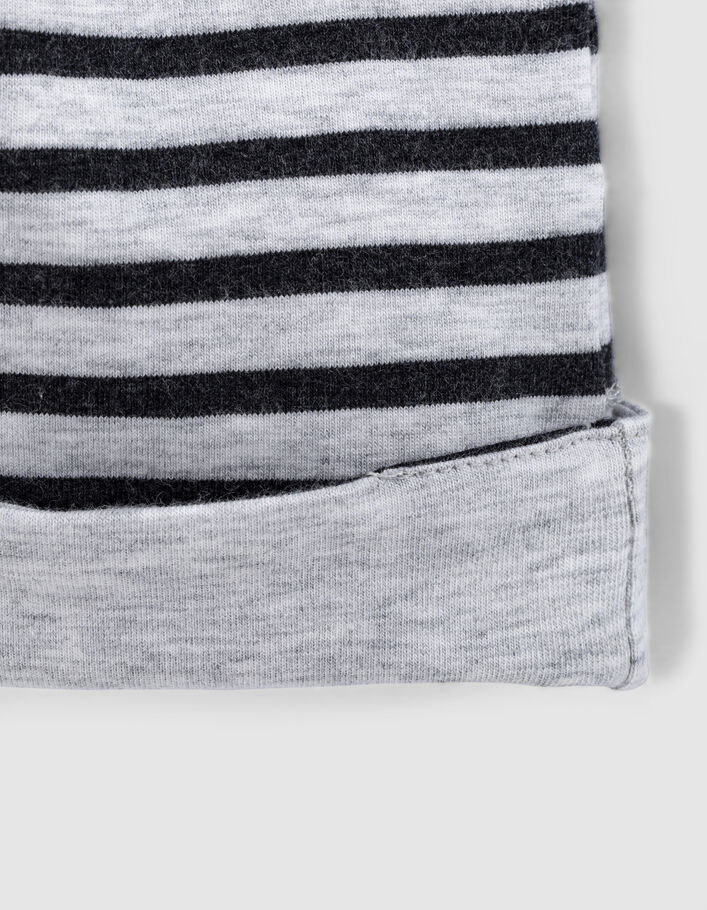 Baby’s putty marl&stripe organic cotton reversible beanie - IKKS