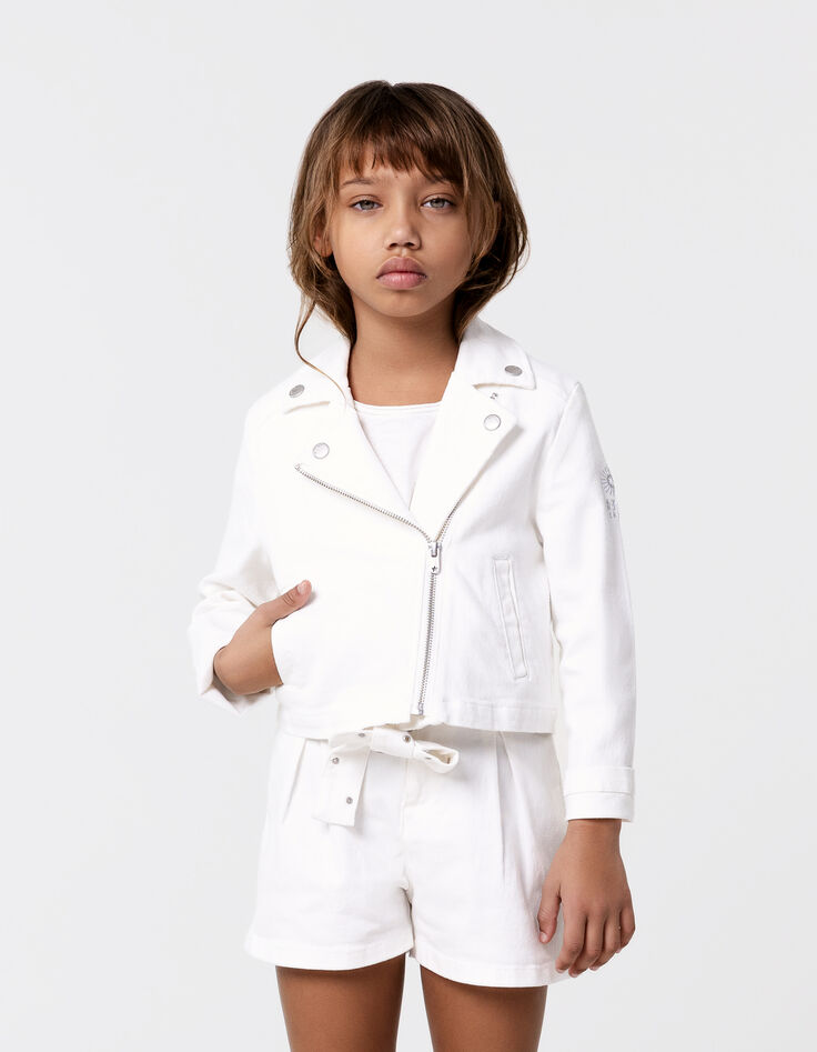 Veste en jean écru esprit motard fille-2