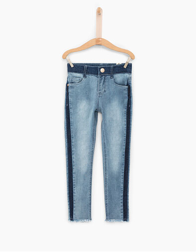 Jean skinny faded blue 7/8ème bas frangés fille - IKKS