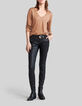 Women’s beige studded foil linen T-shirt-1