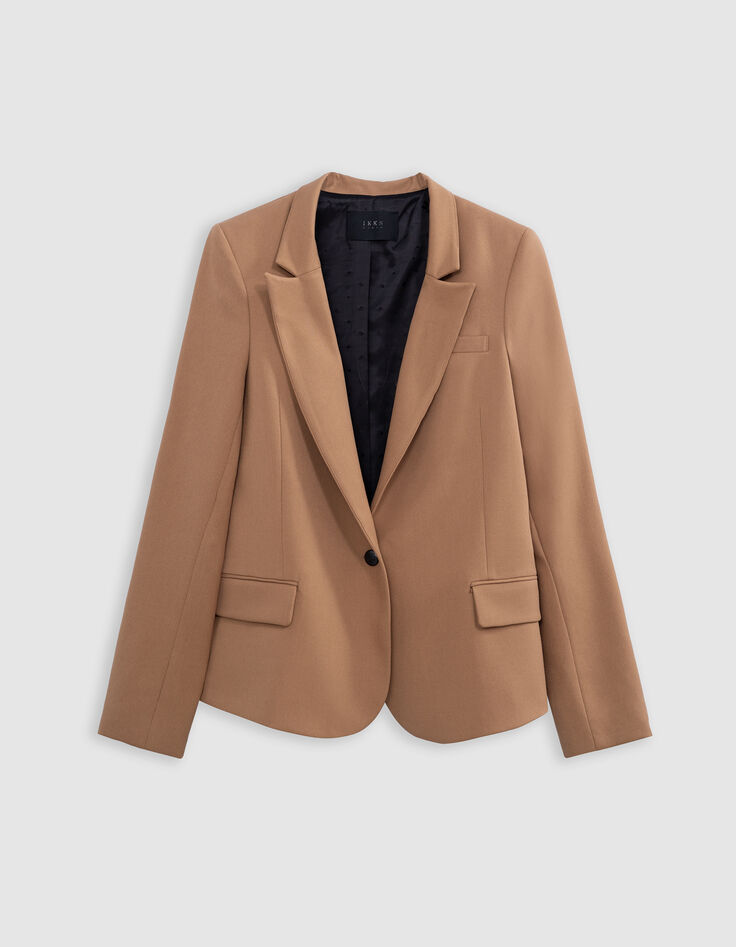Traje chaqueta camel mujer cuello cerrado-1