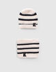Cremeweiße Mädchenstrickmütze mit Lurex und Streifen-6