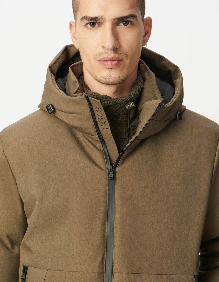 Men’s beige WATERPROOF hooded padded jacket-5