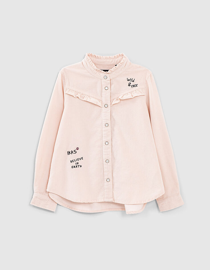 Camisa rosa pálido de pana fina bordada niña-2