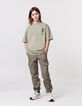 T-shirt kaki coton bio surfeurs et palmiers dos garçon-9