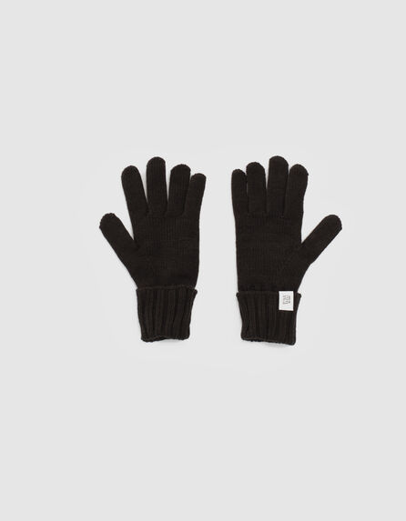 Girls’ black knit gloves 