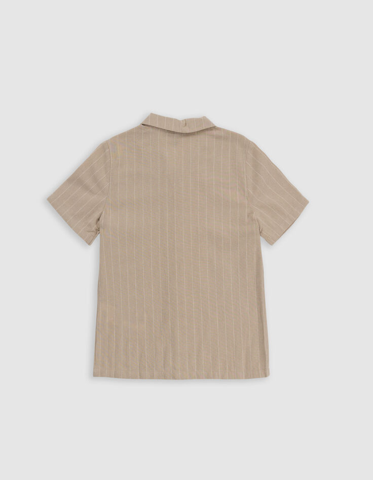 Chemise beige coton bio motifs rayures garçon-6