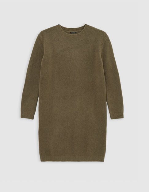 Robe kaki tricot symbole peace & love clouté dos Femme - IKKS