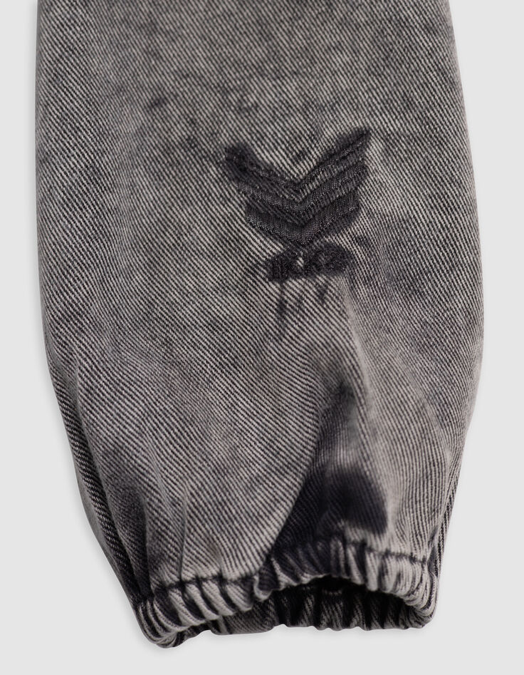 Robe noire d&eacute;lav&eacute;e volants et clous fille-7