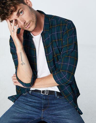 Men’s REGULAR navy check shirt - IKKS