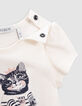Ecru T-shirt biokatoen glitterpoes-zeemeermin babymeisjes-5