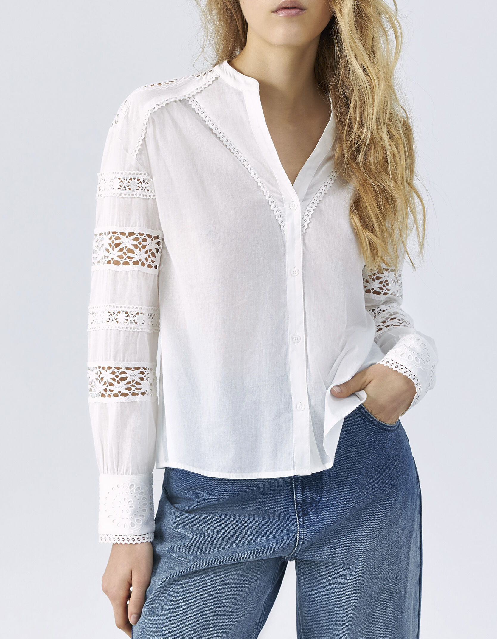 Blouse blanche en best sale coton manches longues