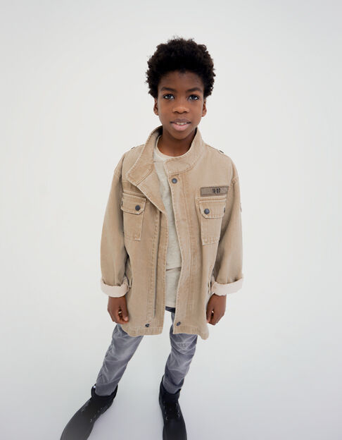 Boys’ light khaki Terra® Denim safari jacket, P&L back