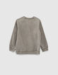 Sudadera gris jaspeado medio con print y parches niño -4