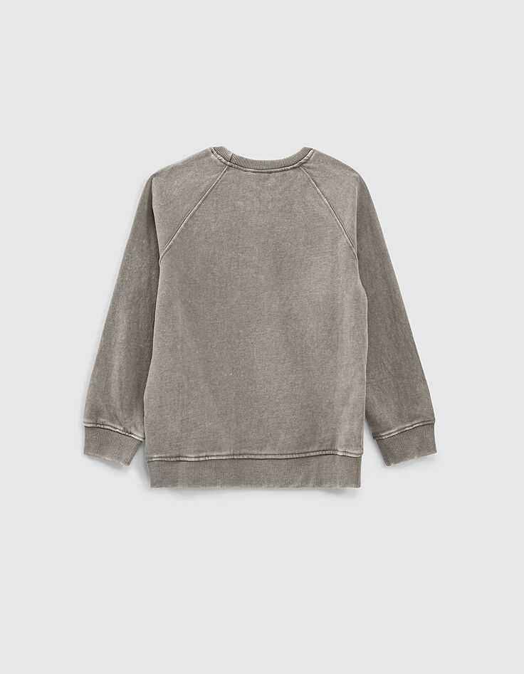 Sudadera gris jaspeado medio con print y parches niño -4