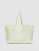Sac cabas vert toile motif rayures transat-2