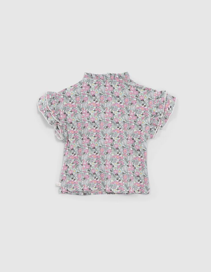 T-shirt kaki imprimé petites fleurs bébé fille-3