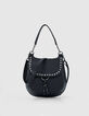 Sac besace The Small Plumber cuir noir clous bijoux femme-1