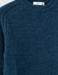 Pull bleu canard mousseux à col rond Homme-3