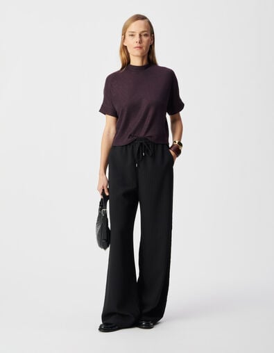 Women's burgundy sequined short-sleeve T-shirt - IKKS