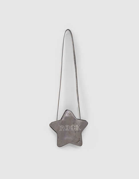Silberfarbene Mädchenhandtasche in Sternform mit Stickerei