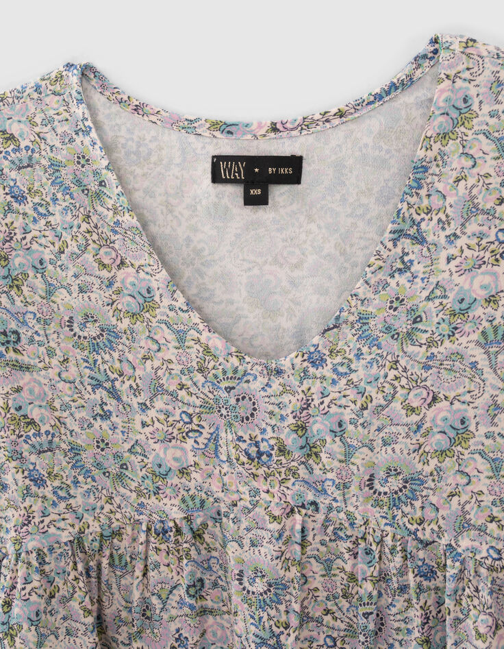 Girls’ ecru flowery print LENZING™ ECOVERO™ blouse-3