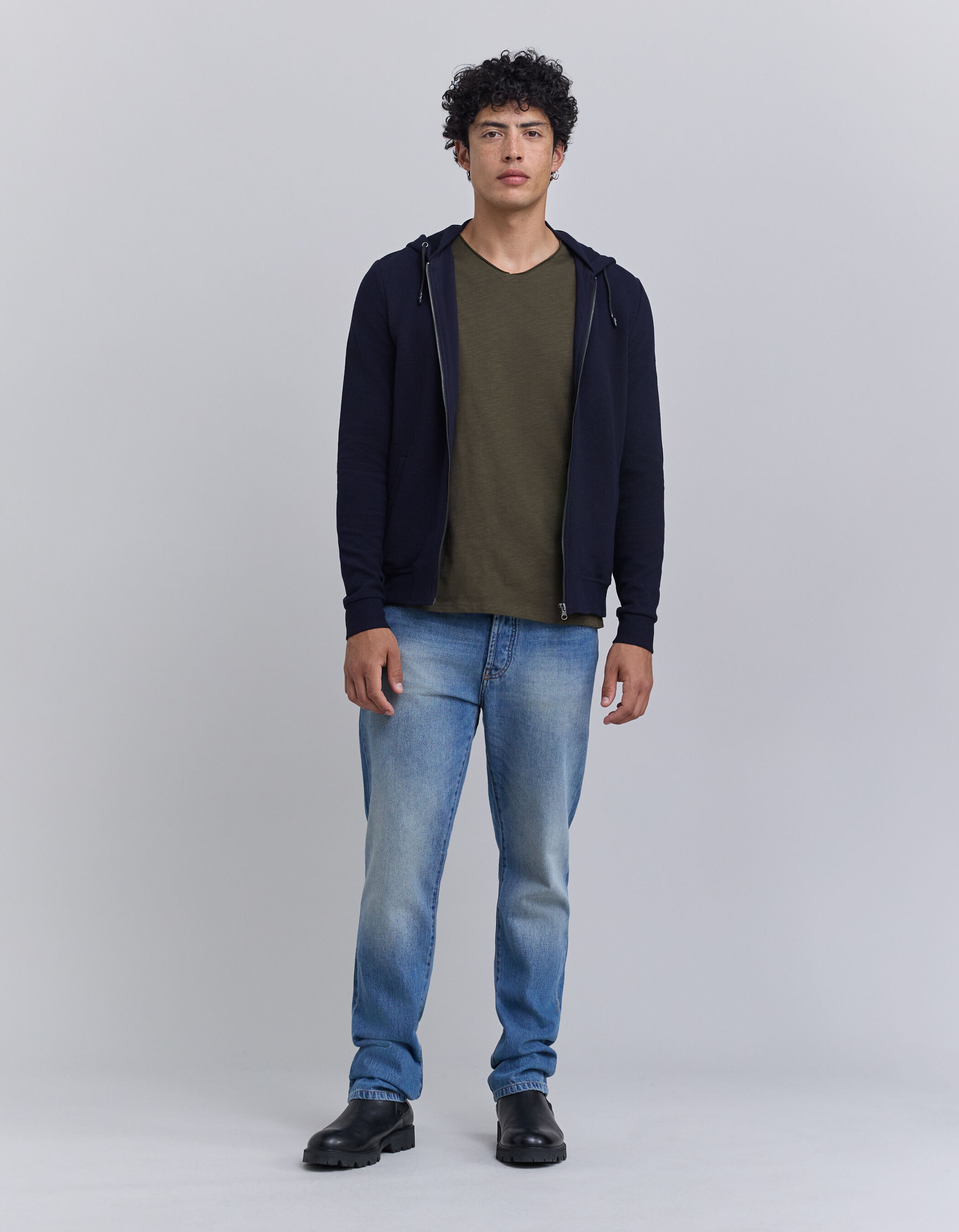 Cardigan marine reliefe a capuche Homme IKKS