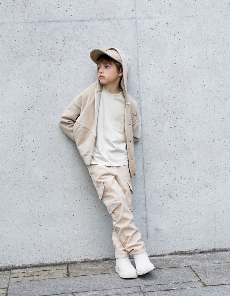 Pantalon droit beige esprit battle garçon-3