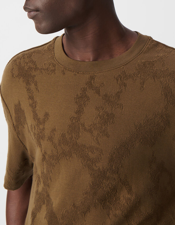 Men's bronze camouflage jacquard T-shirt-4