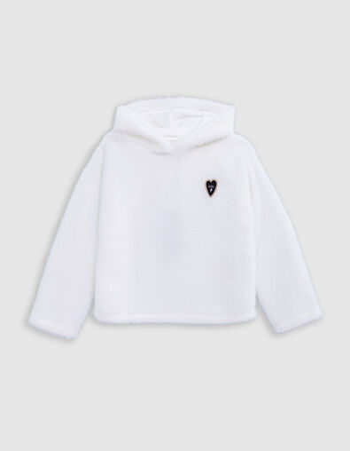 Girl's knitted hooded sweatshirt ecru - IKKS