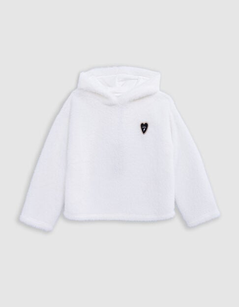 Girl's knitted hooded sweatshirt ecru - IKKS