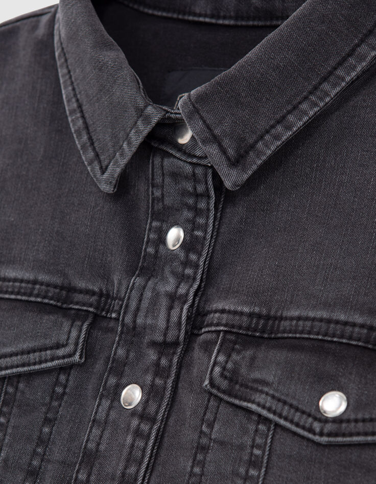Ärmellose Mädchen-Jeansjacke in verwaschenem Schwarz-2
