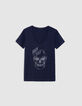 Totenkopf-T-Shirt aus Bio-Baumwolle f&uuml;r Damen, navy-7