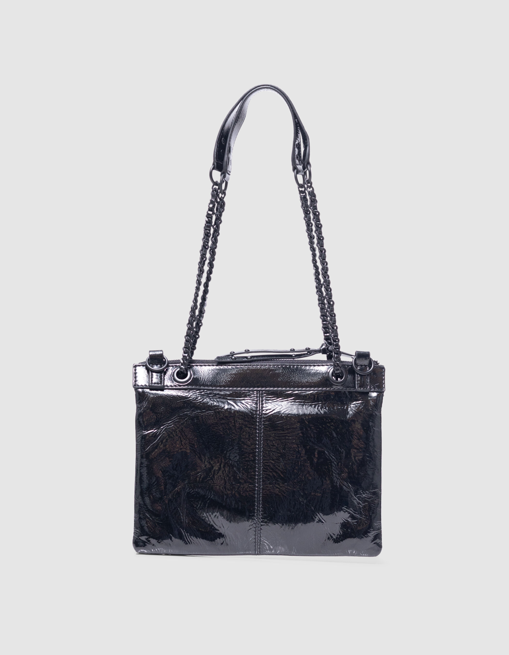 Sac pochette 1440 Reporter noir cuir verni froisse Femme IKKS