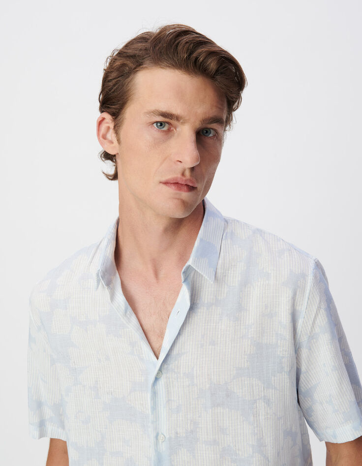 Chemise regular ciel imprim&eacute; floral ray&eacute; Homme-5