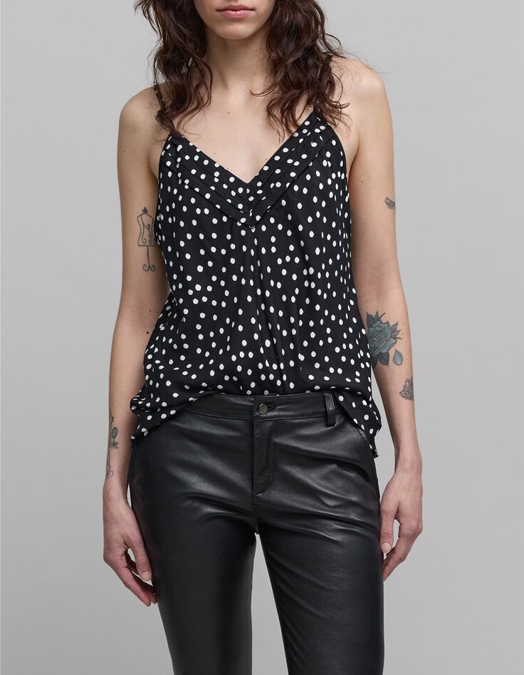 Caraco fines bretelles noir LENZING™ ECOVERO™ pois Femme-3