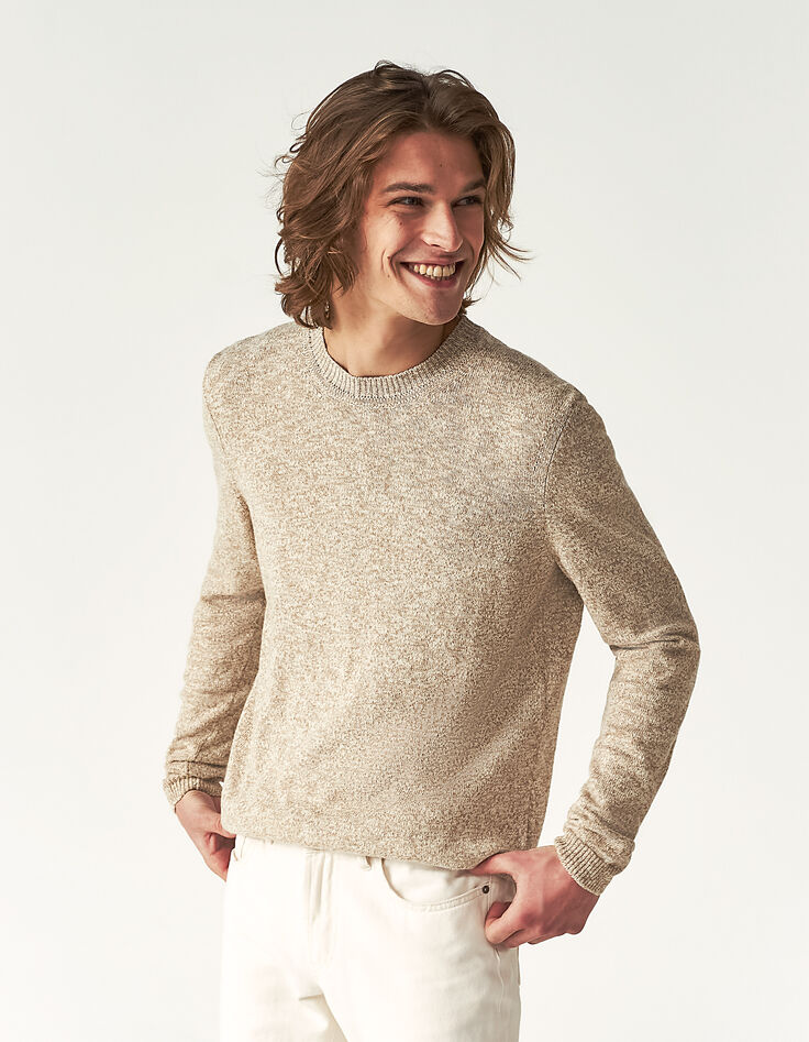 Pull lin tricot mouliné Homme-3