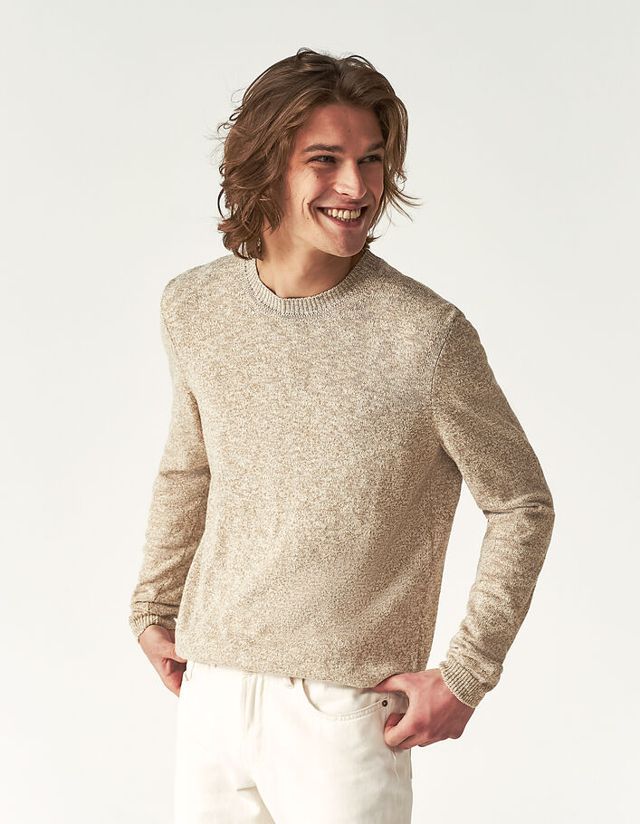 Pull lin tricot mouliné Homme - IKKS