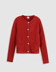Cardigan rouge tricot mousseux 100% laine Femme-7