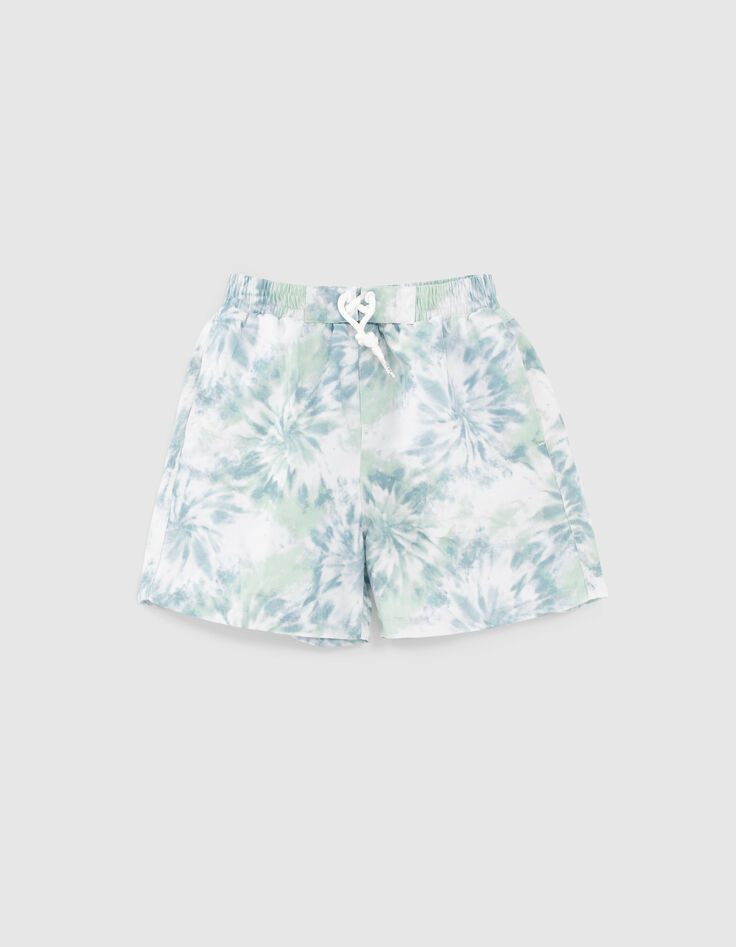 Mintgr&uuml;ne Jungenbadeshorts mit Tie-Dye-Effekt-1