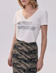 Gebroken wit T-shirt met tekst en strass Dames-1