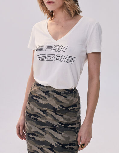 Gebroken wit T-shirt met tekst en strass Dames - IKKS